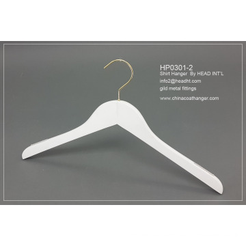 White Top Hanger Flat Body Shirt Hanger Wood for Wholesale